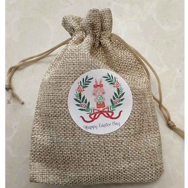 10 Pc Eter Burlap Goody Bag   Chick ticker Treat Drawtring Linen Bag for Eter Party Favor