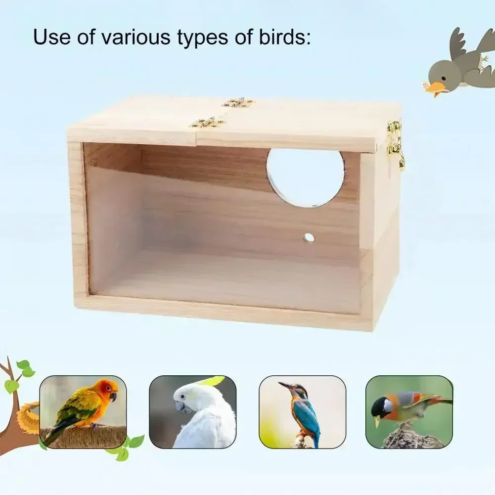 Transparentes Design, Sittich-Vogelhaus-Nest, leicht zu reinigen, kreatives Papageienhaus aus massivem Holz, glatte Kanten, Vogelzuchtbox – Detail 3