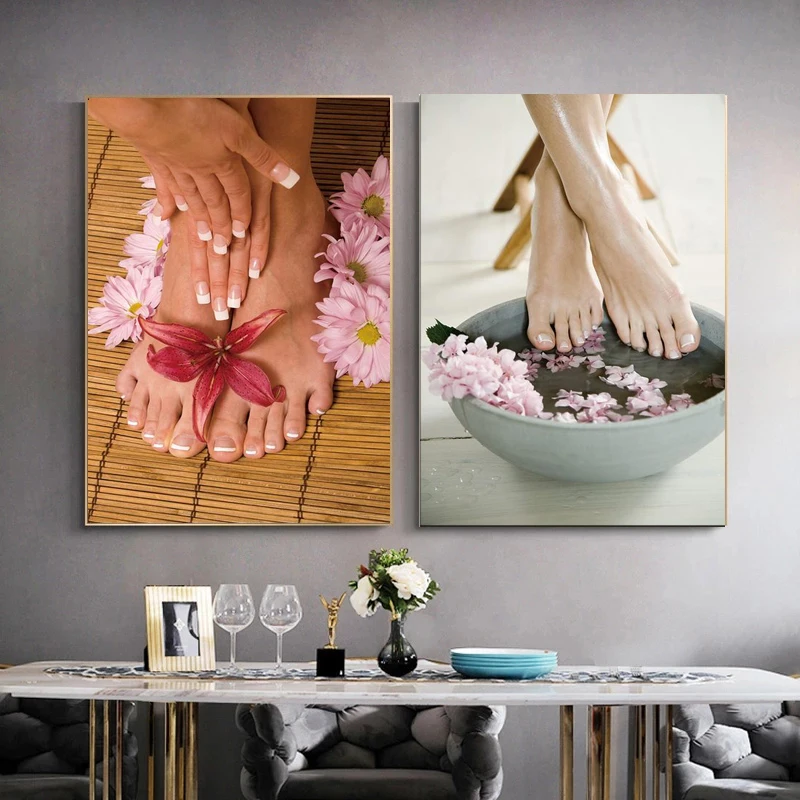 Foot Spa Yoga Salon Nail Body Massage Posters Canvas Wall Art Picture Home Decor Accessories Painting for Living Room Decoration