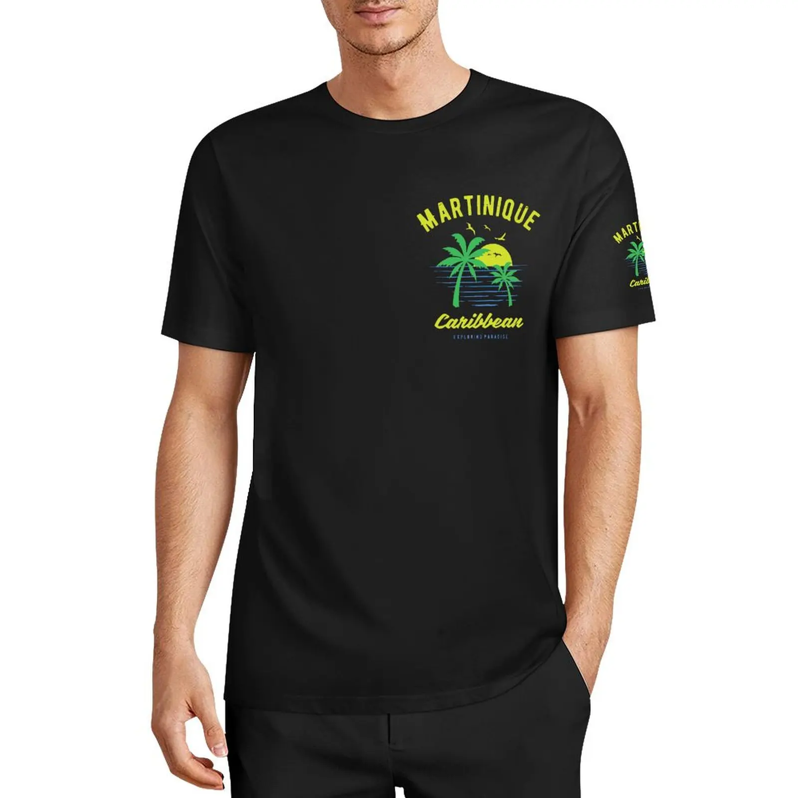 Martinique Caribbean Paradise Gift And Souvenir (1) Tshirt Creative Chest and Cuff T-shirt Crewneck  Sports  Funny Novelty Home