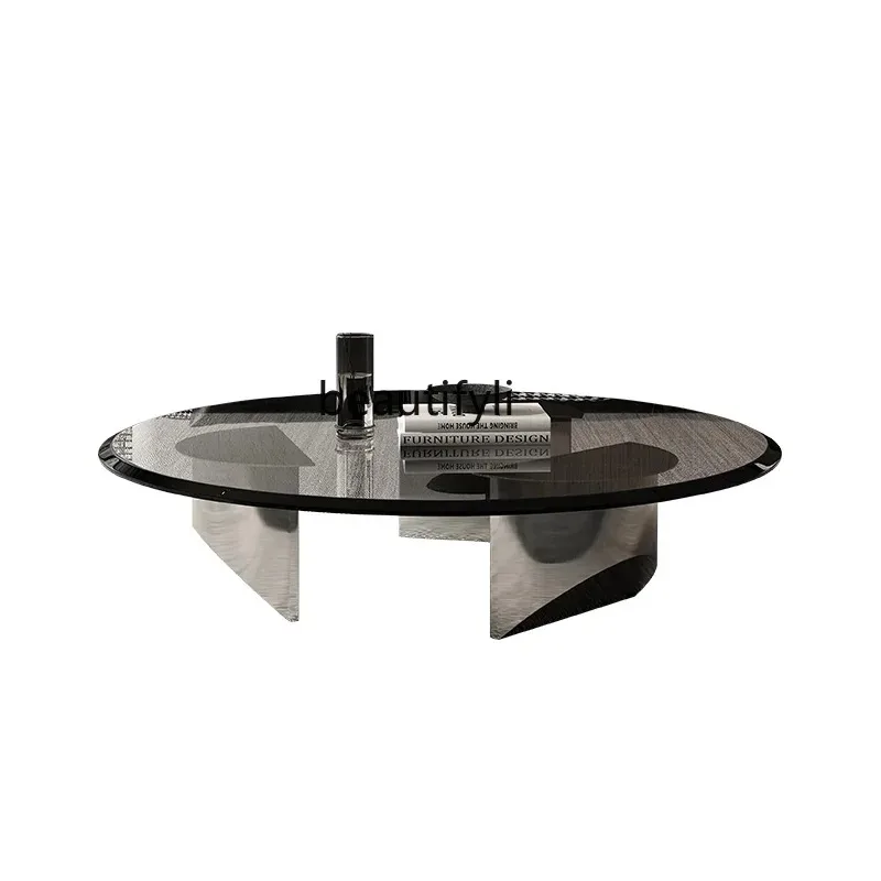 A4567 round Suspension Coffee Table Tempered Glass Panel Italian Light Luxury Small Apartment Designer Model