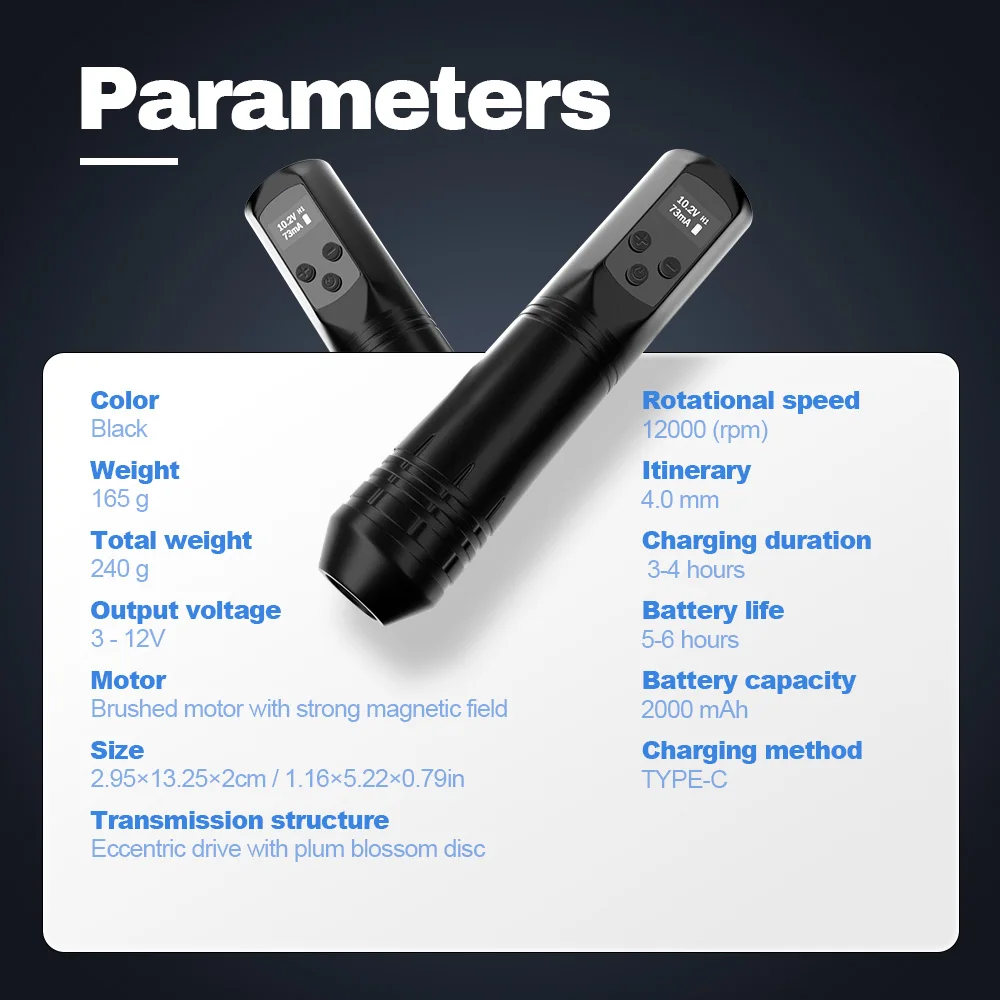 KVM ワイヤレスタトゥーマシンストローク 4 ミリメートルタトゥーペン 4 ギア 2000mah 3-12v 梅の花パン構造タトゥー用品