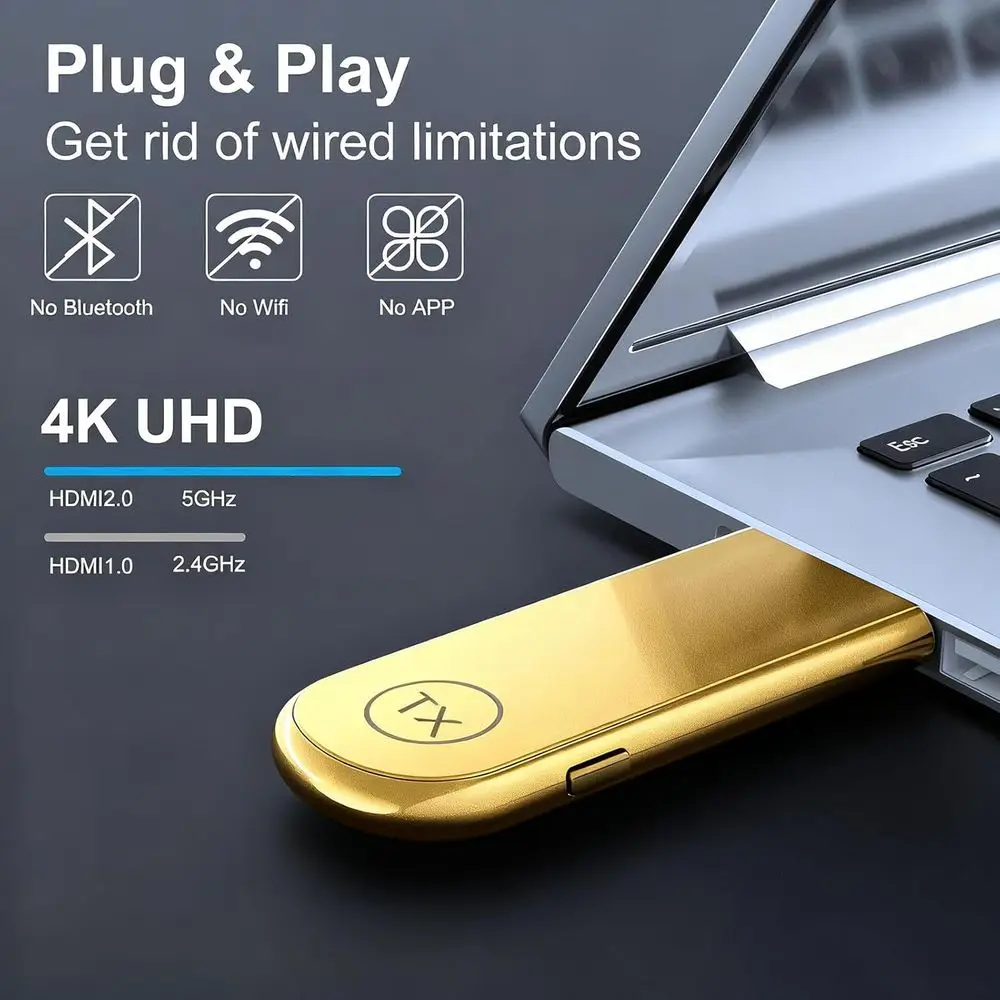 4K اللاسلكية HDMI الارسال والاستقبال التوصيل والتشغيل المحمولة 4K جهاز إرسال سمعي 100FT عرض محول 2.4G/5G اللاسلكية HDMI Ex