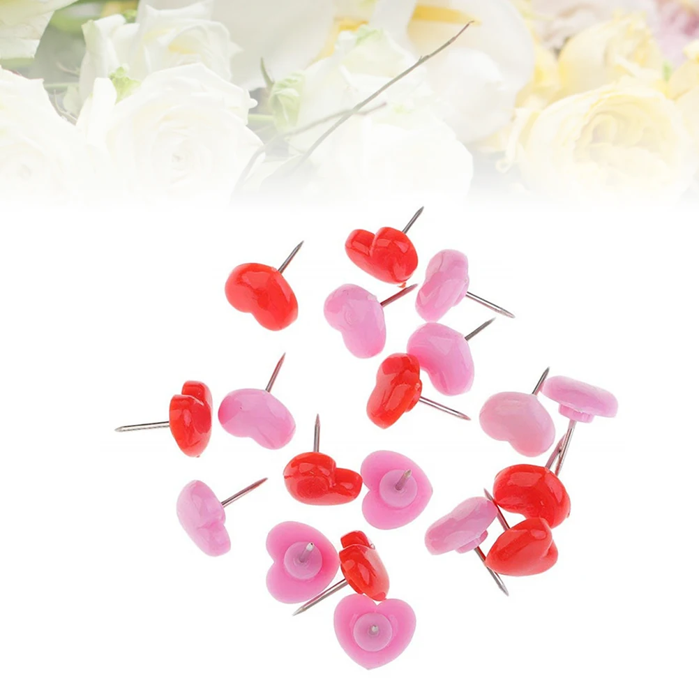 

150 Pcs Heart Shape Push Cute Map Tacks Plastic Metal Point Bulletin Board Decor Wall Hanging for Cork