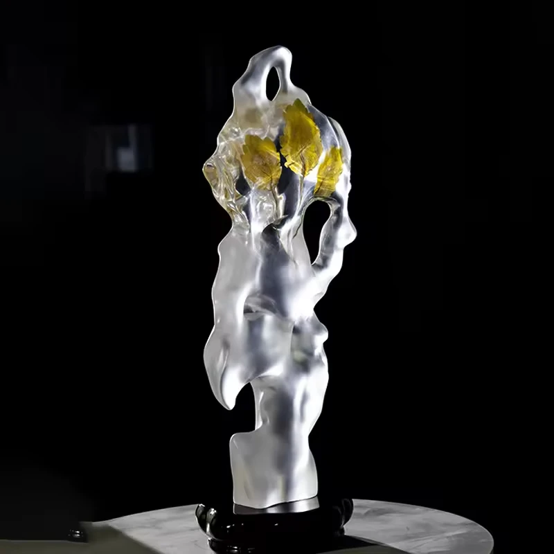*Customized Folk Art Transparent Resin Sculpture Abstract Ornament for Home and Hotel Decoration Irregular Shape