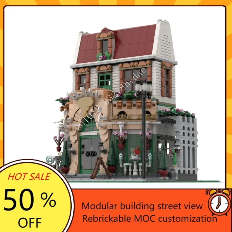 

1879PCS Cafe Fleur Modular MOC Custom Puzzle Creative Street View Architecture Model DIY Assembly Educational Toy Gift