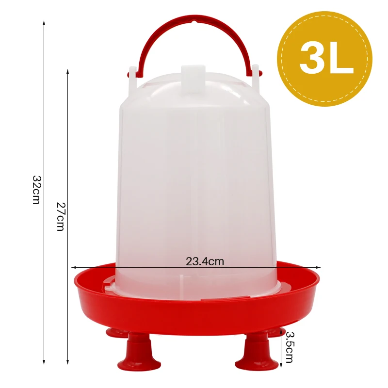 자동 닭 먹이 및 물 공급 고블렛 버킷, 3L 용량 플라스틱 가금류 급수 및 급이 기구, 농장 동물 급수 용품