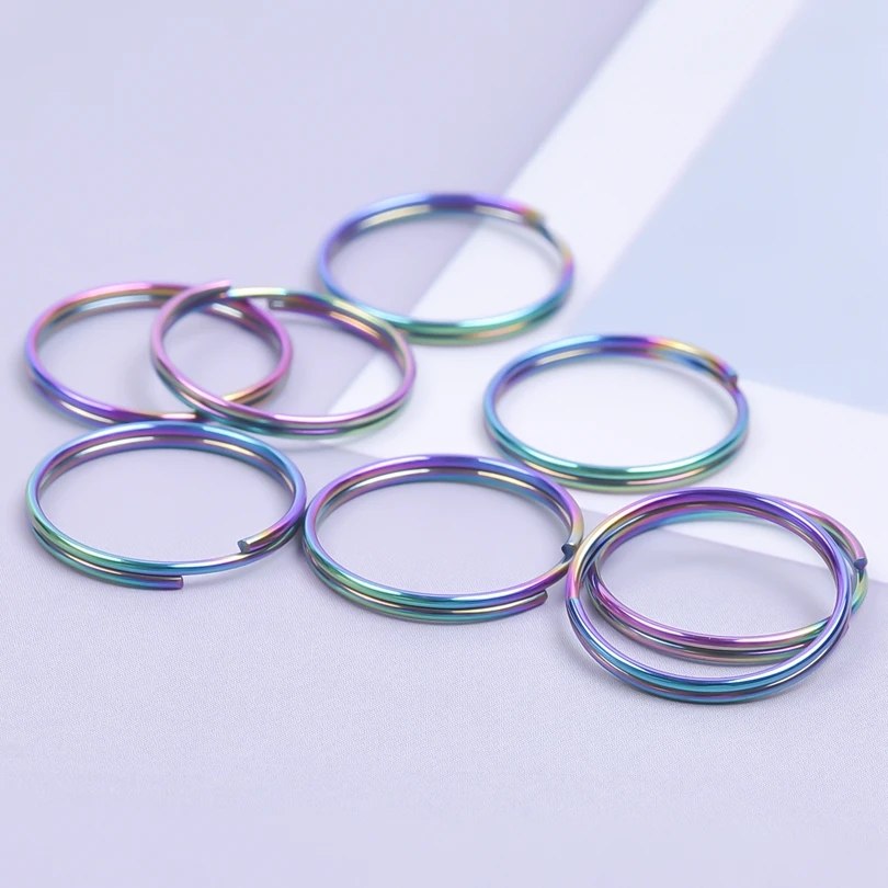 50PCS Steel Rainbow Color Jump Rings Jewelry Charms DIY Handmade Connector Keychain Accessories Jewelry Making Key Ring Material