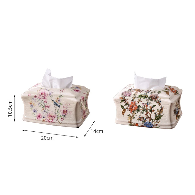 Vintage Ceramic Tissue Box Decoration European Court Paper Drawer Box Living Room Coffee Table Home Drawer Paper Tube Home Decor