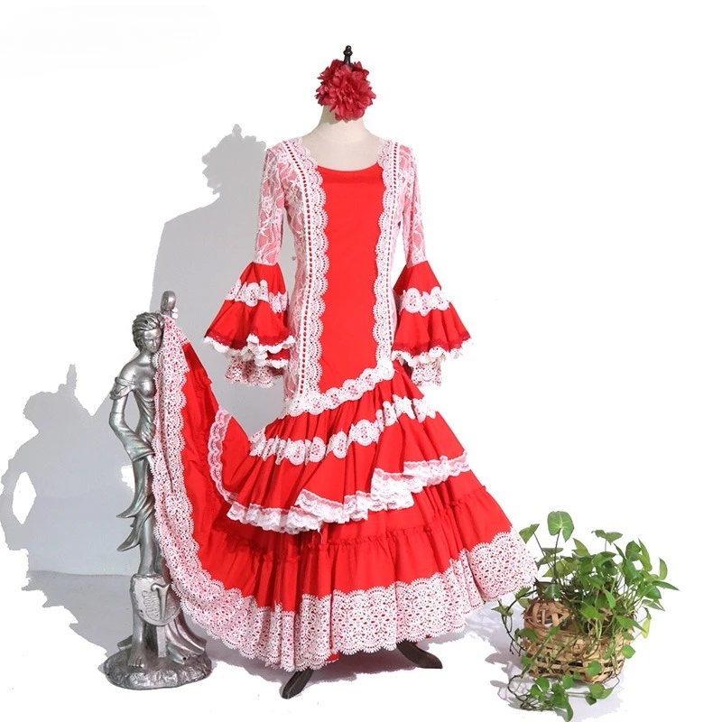 customized Flamenco Dance Dress Performance clothing sevillanas andaluz traje de sevillana manton de flamenca vestido sevillana