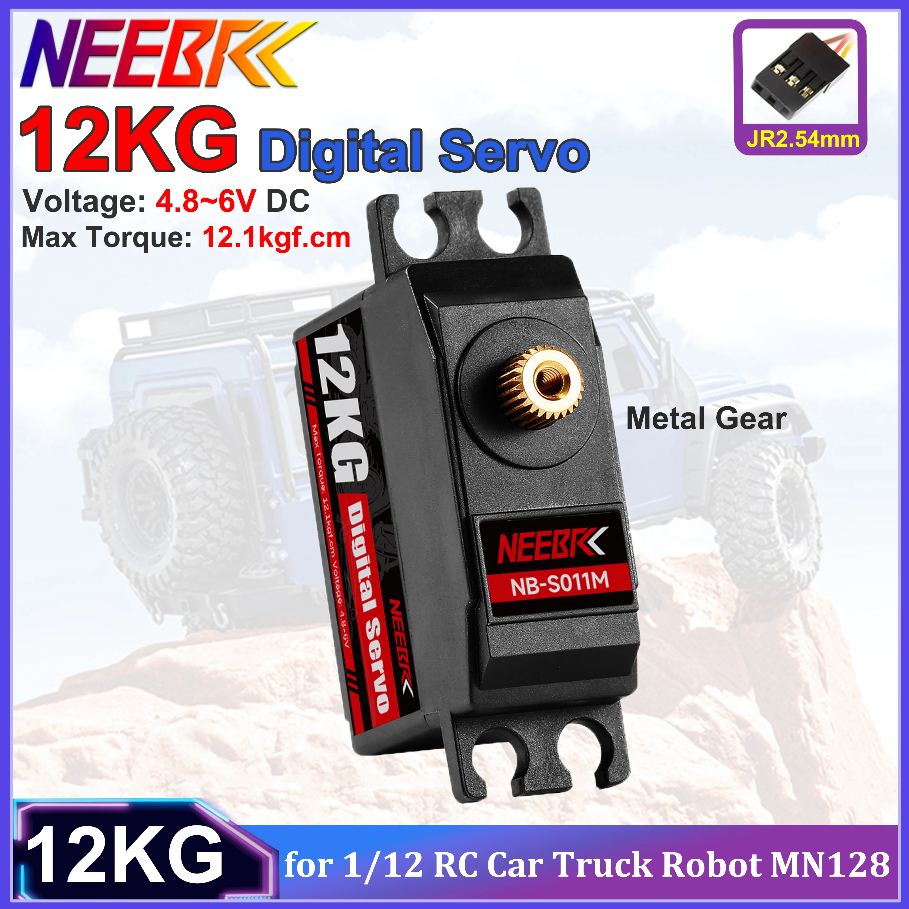 NEEBRC 12KG Metallgetriebe Digital Servo 12,1kgf.cm Hochdrehmoment 25T Arm für 1/12 RC Auto LKW MN128 MN86 Wltoys WPL Upgrade-Teile