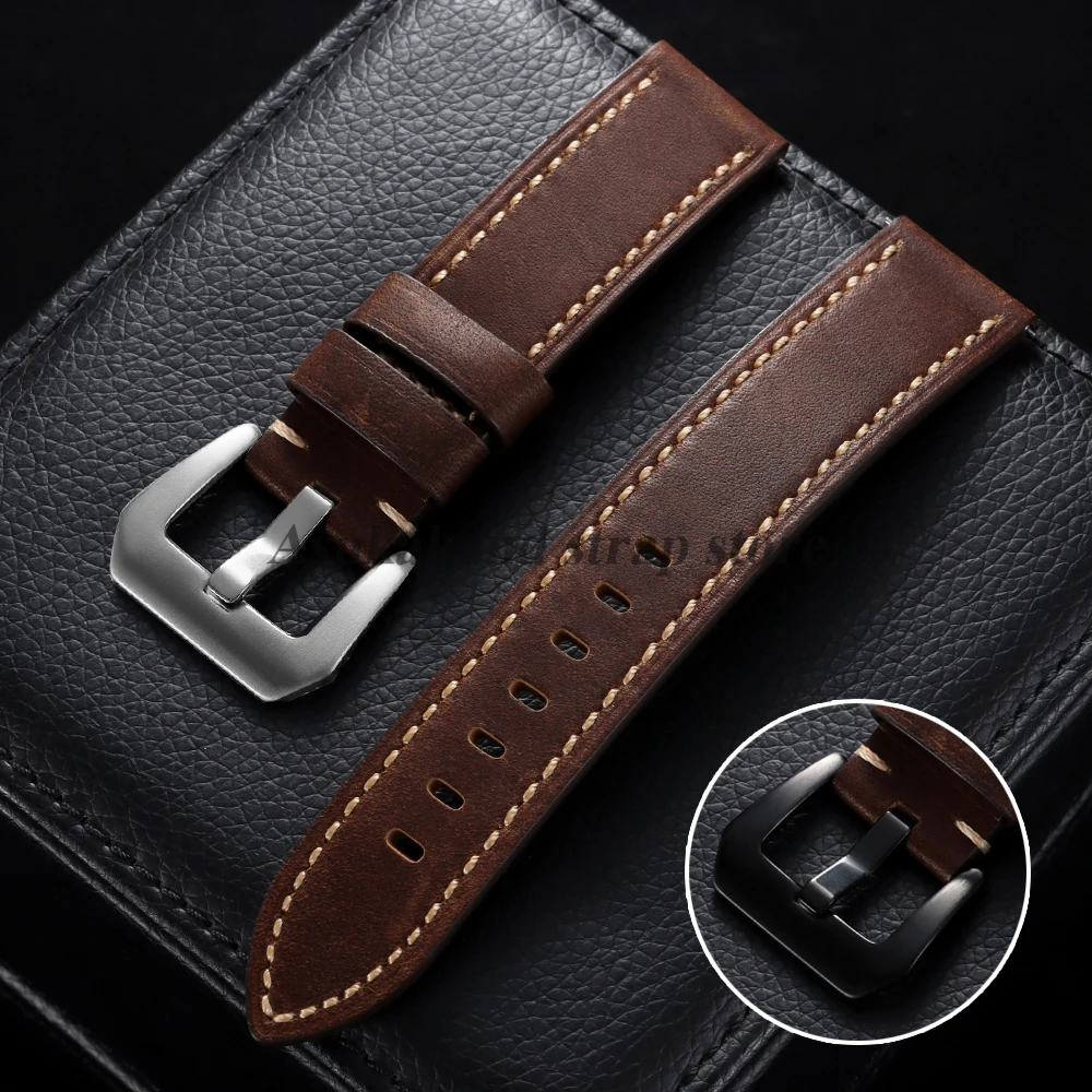 Leder-Uhrenarmband 18 mm, 20 mm, 22 mm, 24 mm, 26 mm für Panerai für Seiko, Vintage-Uhrenarmband mit Schnellverschluss, Herren-Sport-Business-Armbänder
