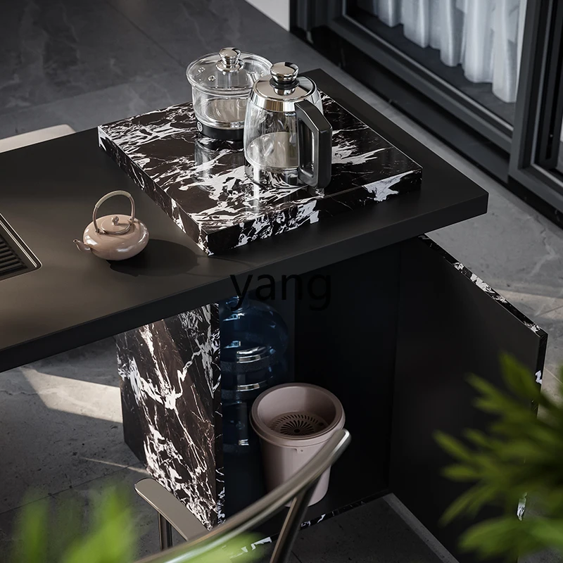 LMM  Italian light luxury rock slab tea table and chair combination household small apartment balcony minimalist tea table