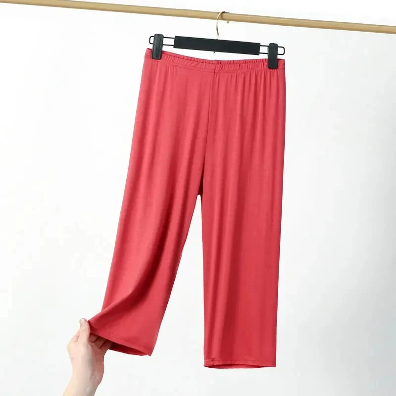 Plus Size XL to 8XL Summer Modal Leggings Calf Length High Waist Stretch Casual Slimming
