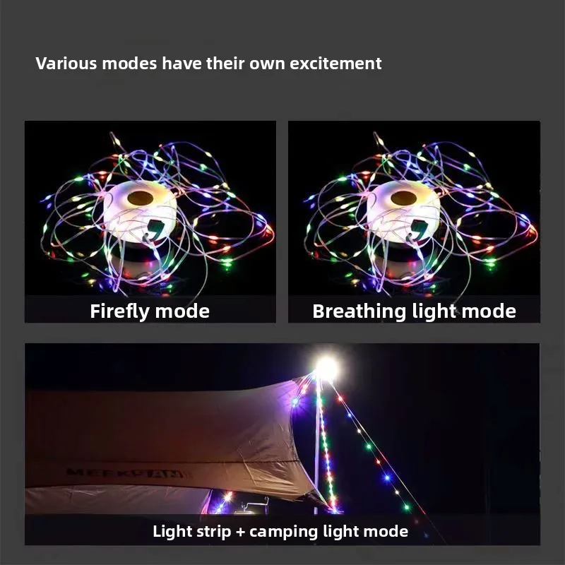 Outdoor Camping Tape Measure Light Waterproof Portable Storage String Light Campsite Lighting Atmosphere Tent Light