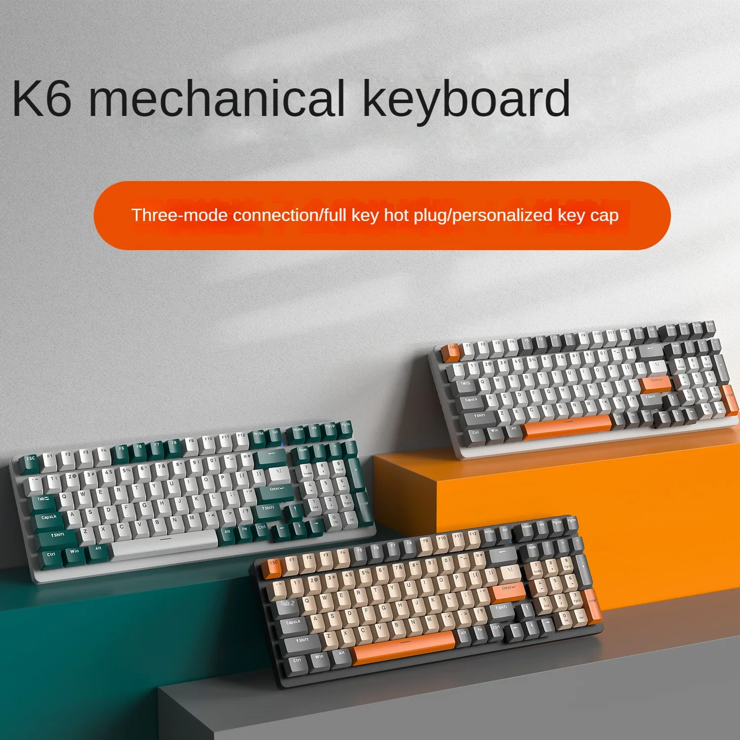 K6 Bluetooth Three-Mode Mechanical Keyboard Hot-Swappable 980 Gaming Mechanical Keyboard E-Sports Notebook Mechanical Keyboard