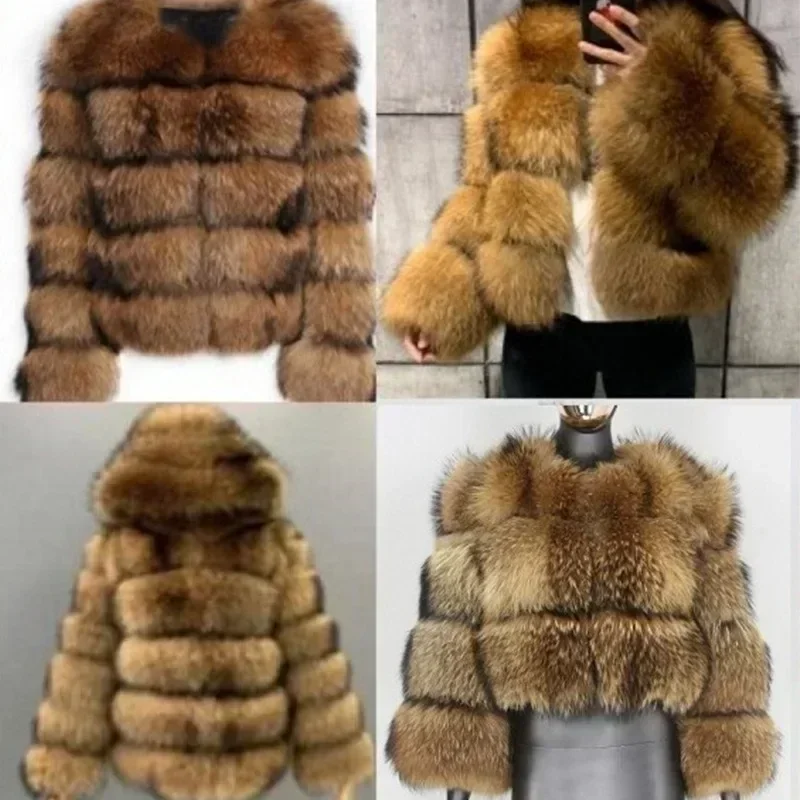 Women Faux Fox Fur Cropped Coat Fluffy Short Jackets Y2K Chic Clothes Elegant Thick Warm Outerwear Winter