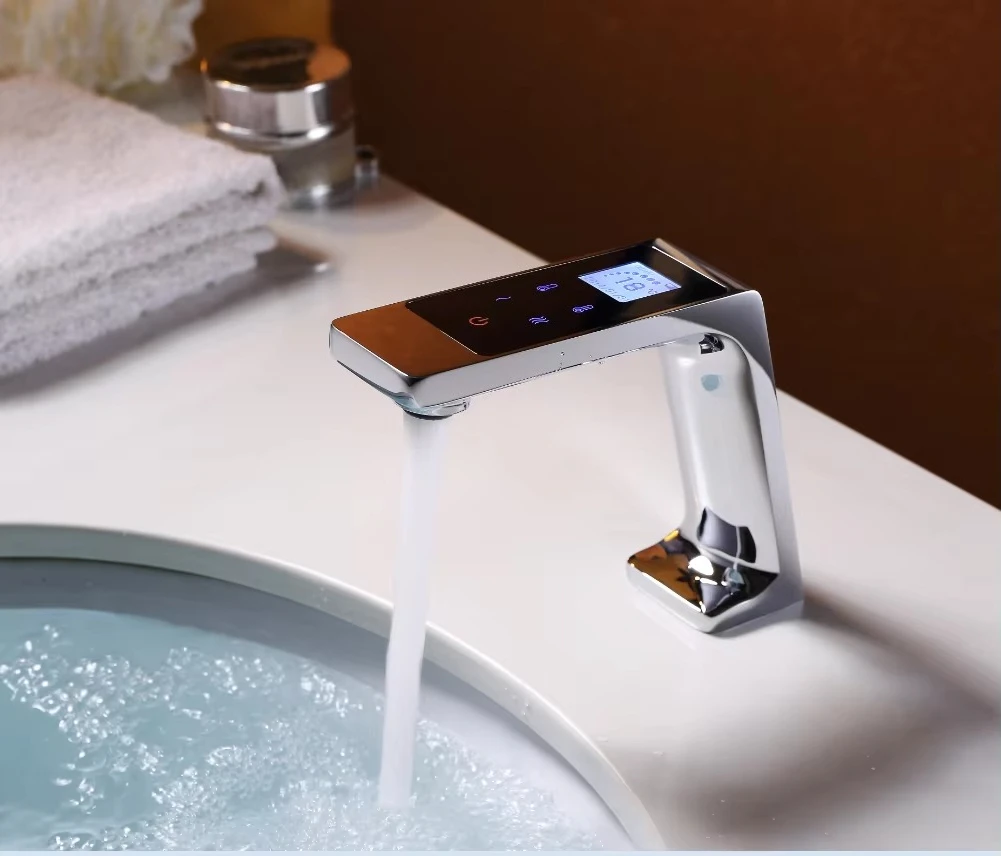 Picture 3: Matte black premium electronic thermostatic touch basin faucet