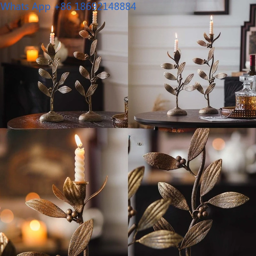 Christmas Metal Candle Holder Decorative Flower Plant Stand Tabletop Ornament for American Style Dinner