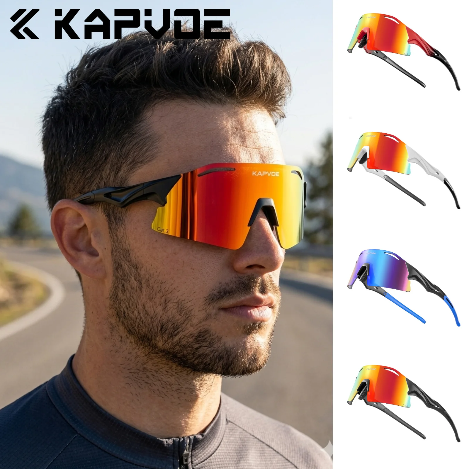 Kapvoe Cycling Glasses Fashion Sunglasses for MenUV400 Eyewear Women Bike Road Bicycle Driving Outdoor Sport Marathon Triathlon