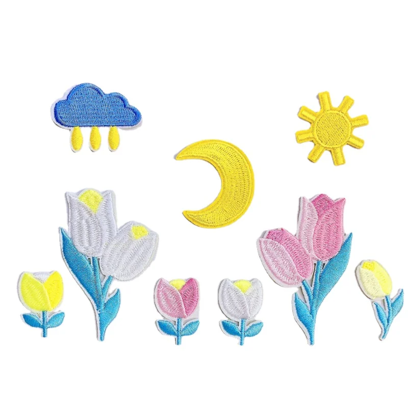 

50pcs/Lot Luxury Small Embroidery Patch Flower Cloud Sun Moon Shirt Bag Kids Clothing Decoration Accessory Craft Diy Applique