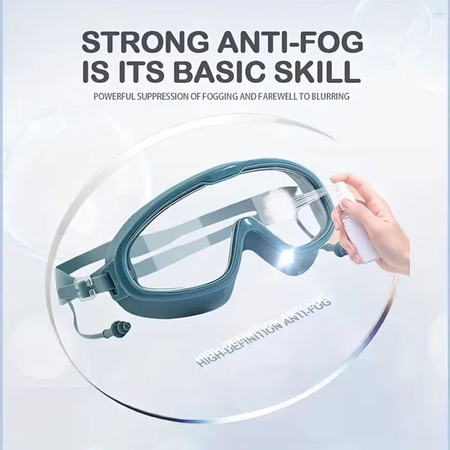 Adult Wide Vision Swim Goggles Built-in Earplugs, Soft Silicone Leak Proof Anti Fog Clear Glass for Surfing Water Sports 2 Adult Wide Vision Swim Goggles Built-in Earplugs, Soft Silicone Leak Proof Anti Fog Clear Glass for Surfing Water Sports 2