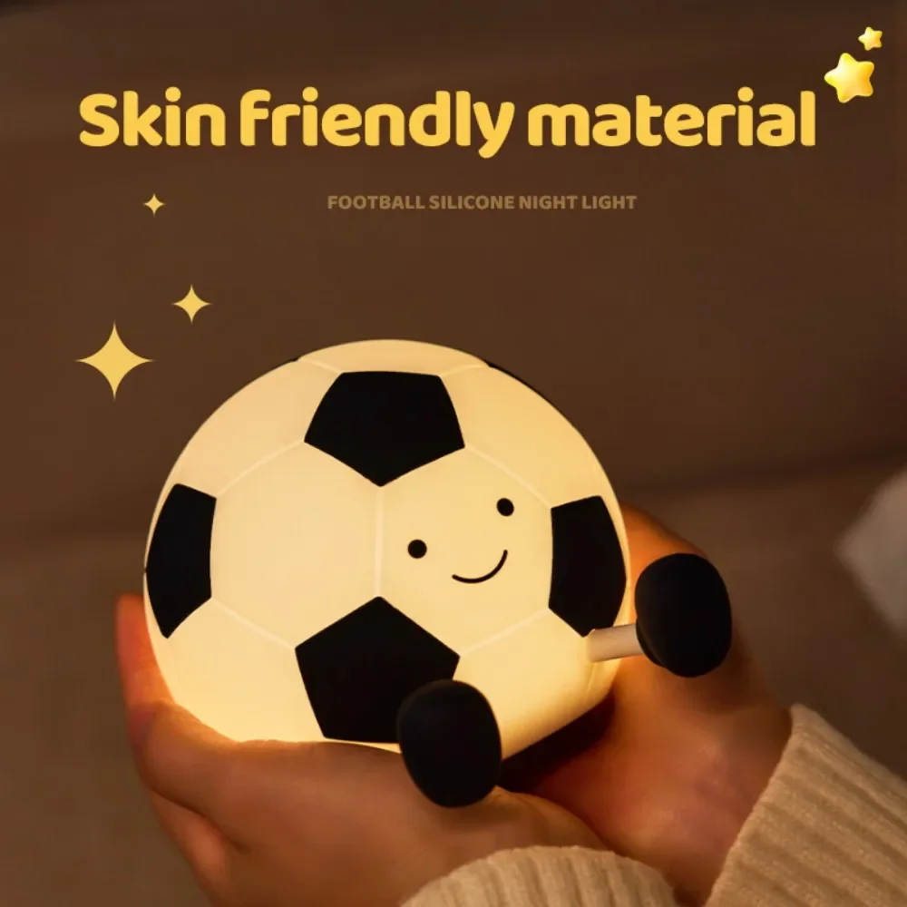Football Silicone Night Light Rechargeable Sleeping Night Lamp with 3 Level Dimmable Nursery Bedside Lamp For Room Decor