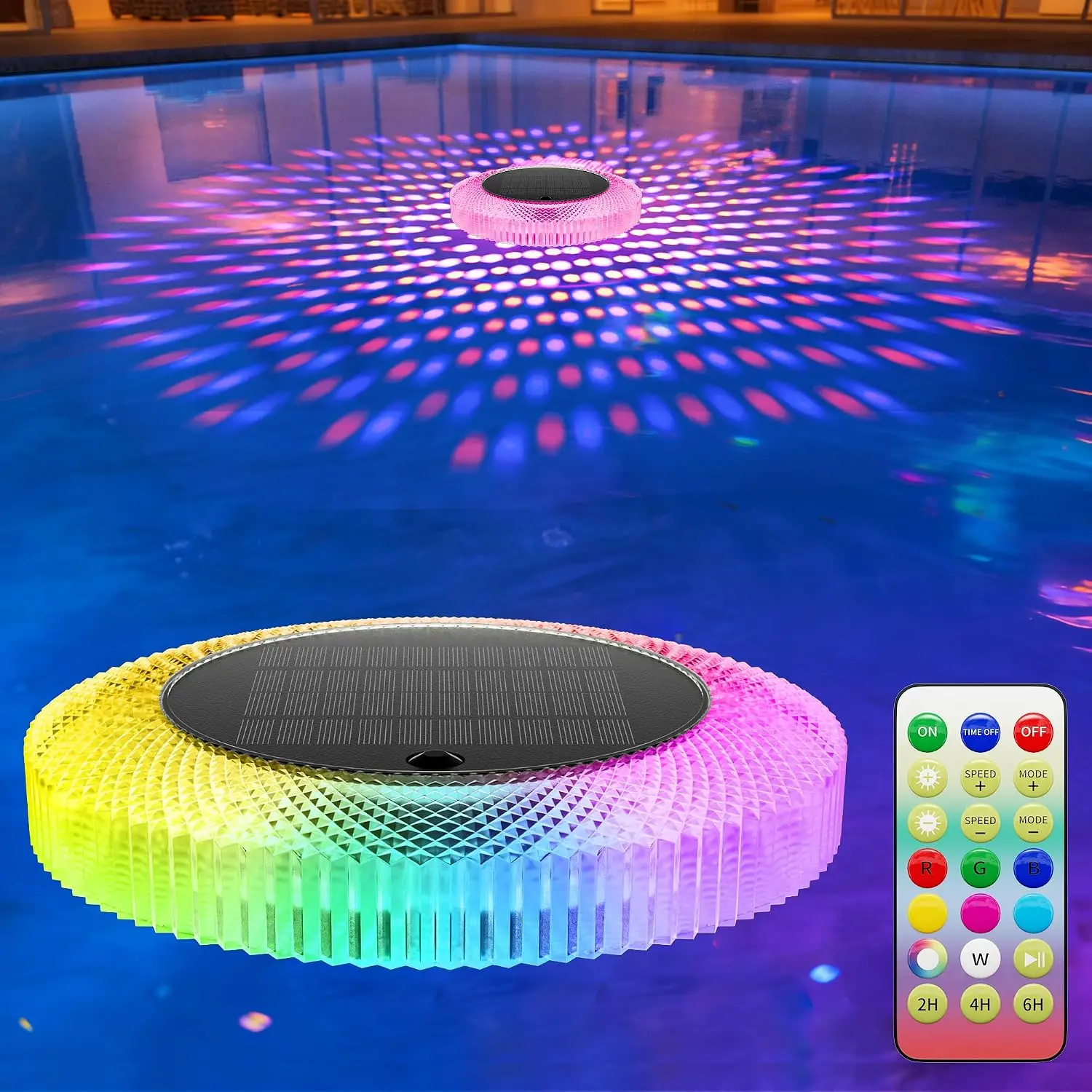Solar Pool Floating Lights: Led Solar Powered Outdoor Waterproof Lighting Rgb Color Changing Light With Remote Control