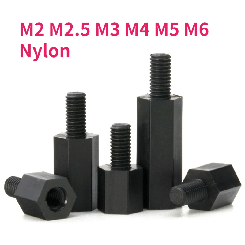 M2 M2.5 M3 M4 M5 M6 Black Hex Nylon Motherboard Standoff PCB Support Circuit Board Column Rack Pillars Spacer Plastic