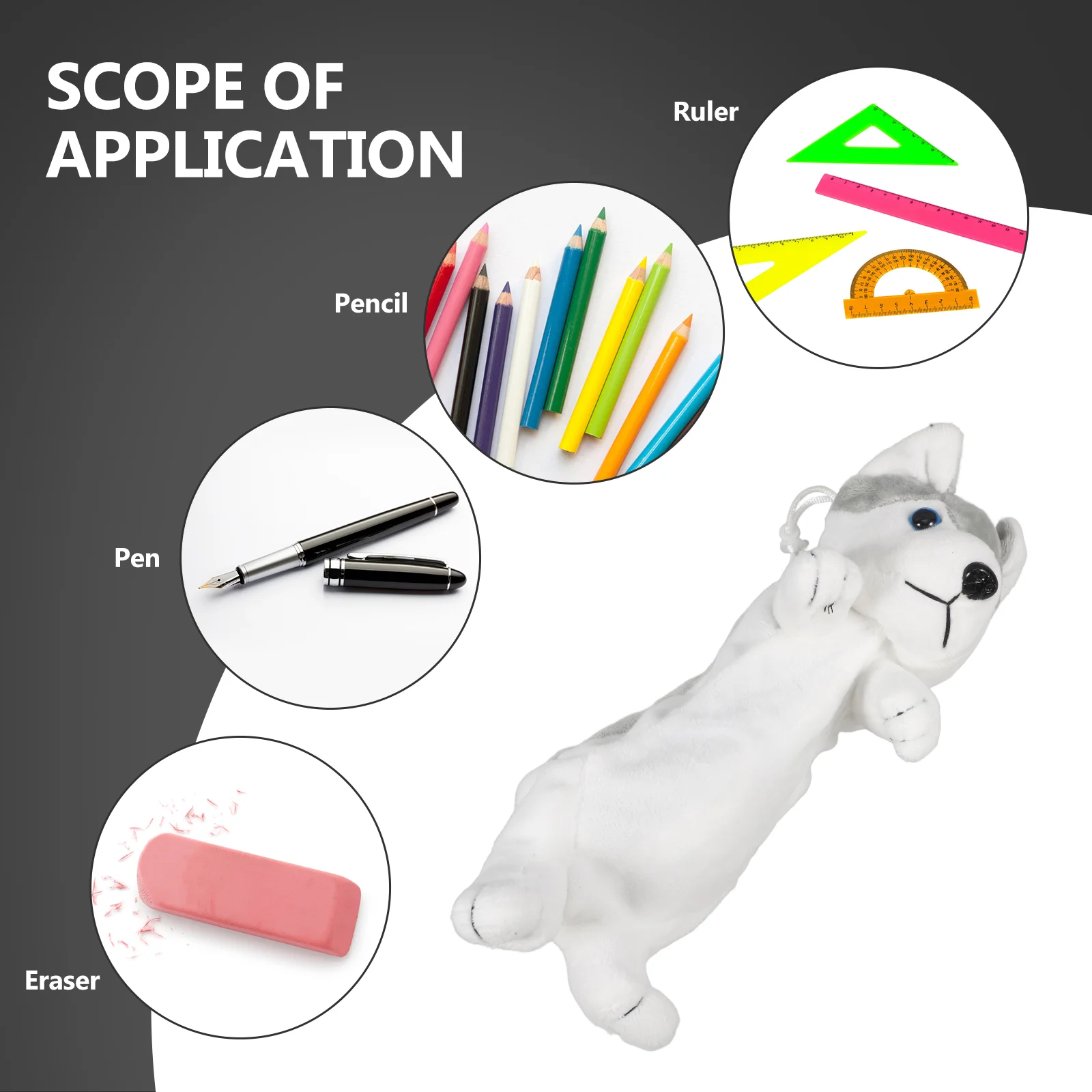 Stationery Storage Bag Adorable Pencil Bags Dog Case for Student Pouch Three-dimensional