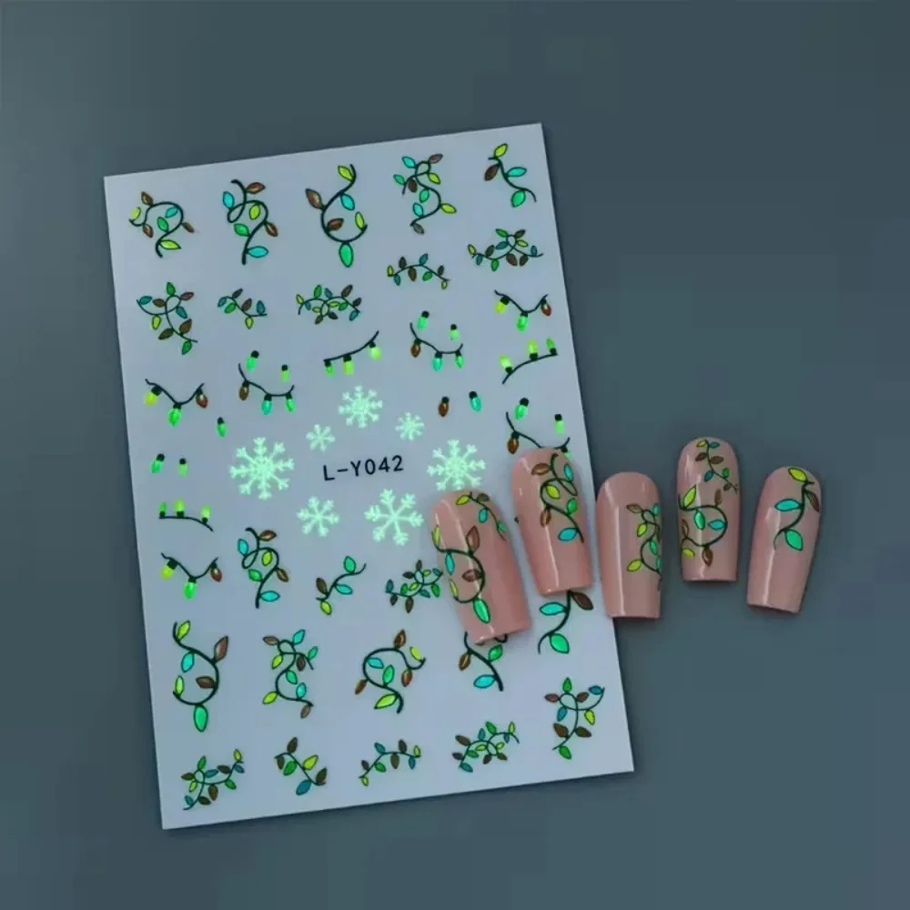 Lanternas luminosas natal arte do prego adesivos lâmpadas coloridas árvore de natal homem de gengibre floco de neve decoração do prego diy