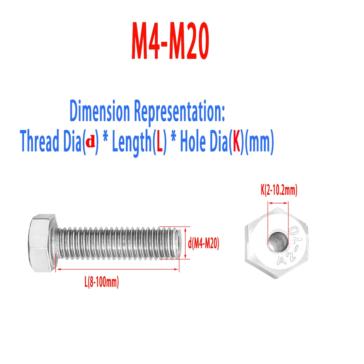 

304 Stainless Steel Hexagonal Hollow Screw/Hollow Bolt/Through Hole Screw M4M6M8M10M12M20