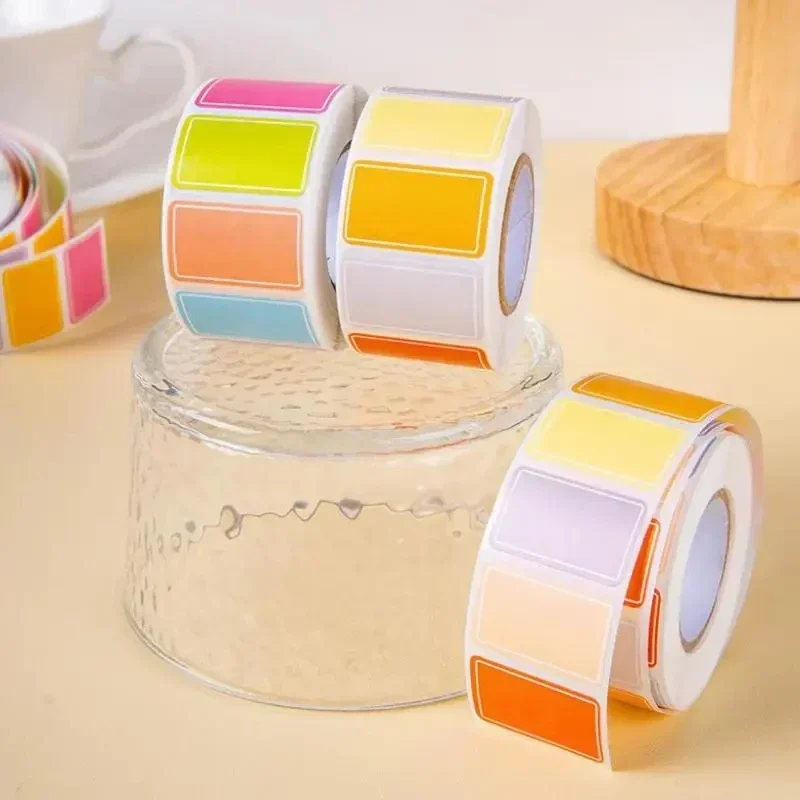 500pcs/roll Color Coding Labels Self Adhesive Rectangle Stickers Solid Color Label Tags for Inventory Classroom Office Marking