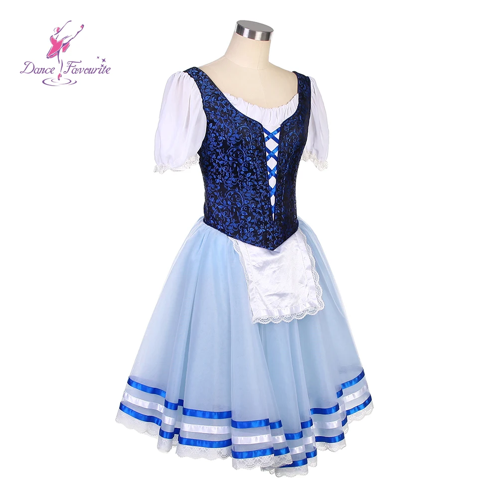 B20011 Navy Blue Top Bodice with Light Blue tulle Long Romantic Ballet Tutu Gessile Ballet Tutu