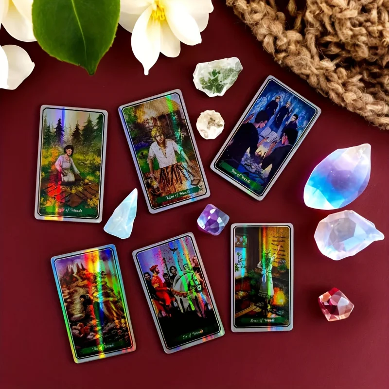 Set di mazzi di tarocchi Green Witch Laser Edition - Set di 78 carte da gioco, con illustrazioni magiche, adatto per giovani e adulti, Desi verde