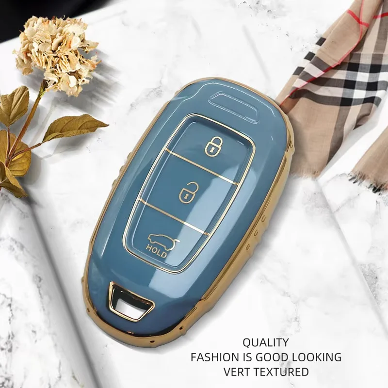 Luxurious Remote Key Case Cover For Hyundai Kona I30 IX35 Solaris Azera Elantra Grandeur IG Santa Fe Palisade Car Accessories - view 4