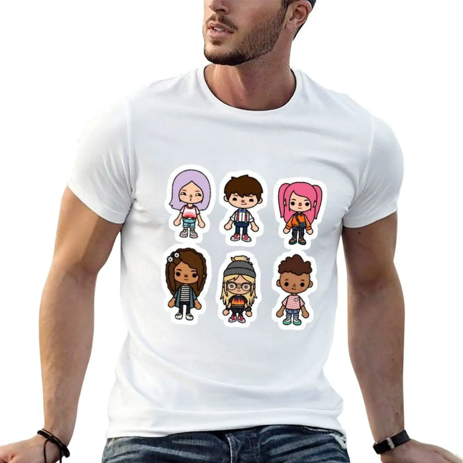 

toca boca T-Shirt anime tshirt man t shirt cotton high quality T-Shirt