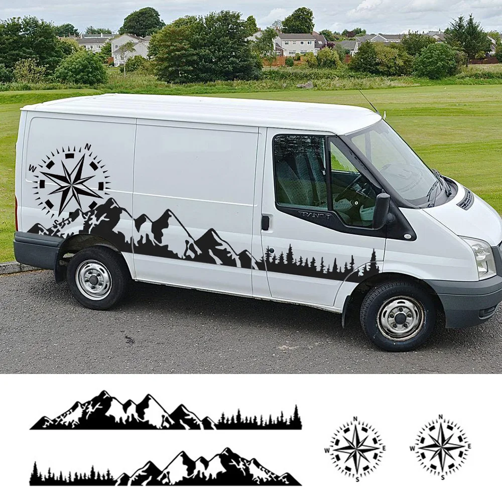 

Car Door Stickers Graphics Mountain Compass Decals Motorhome Camper Van for Ford Transit MK6 MK7 MK8 Tuning Accessories