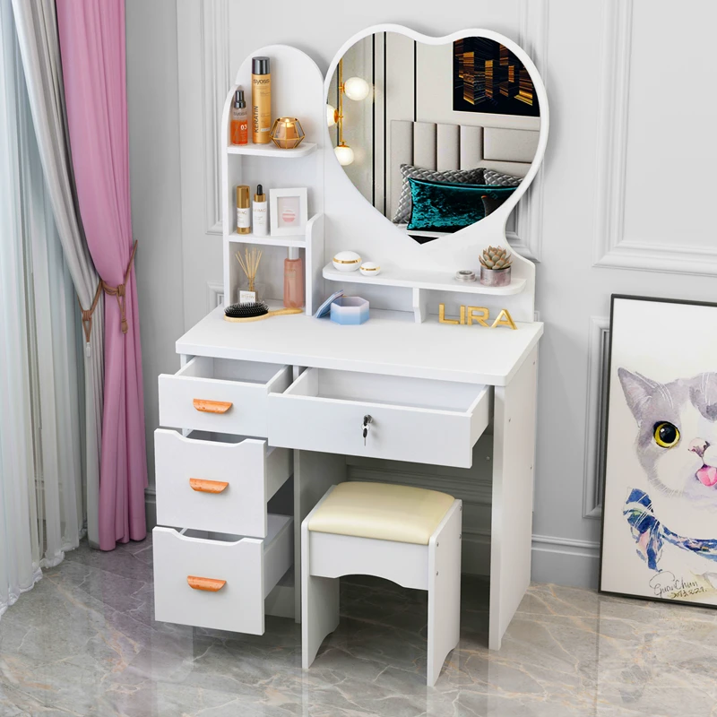 Table de rangement multifonctionnelle pour filles, style nordique, luxe, coiffeuse européenne, décoration d\'intérieur