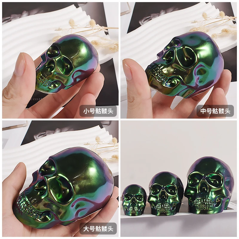 Skeleton Head Epoxy Resin Mold Halloween Keychain Pendants Making Skull Shape Candle Silicone Mold Halloween Desktop Decoration