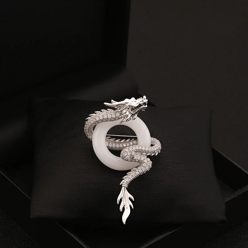 Chinese Style Dragon Brooch High-End Women's Clothes Accessories Men's Suit Coat Neckline Animal Pin Badge Corsage Jewelry 6096