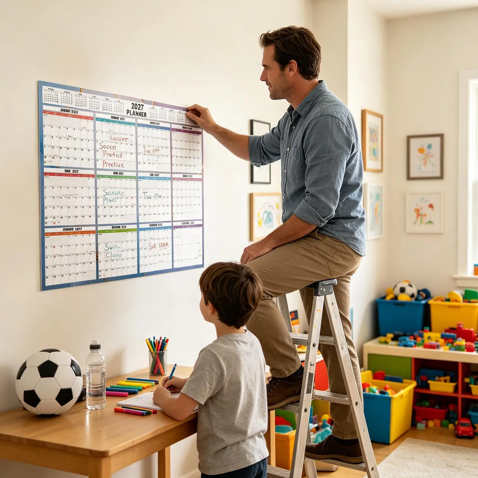 12 Month 2027 Wall Calendar Vertical Horizontal Annual Organizer Double Sided Dry Erase Calendar for Home Office Classroom Gym