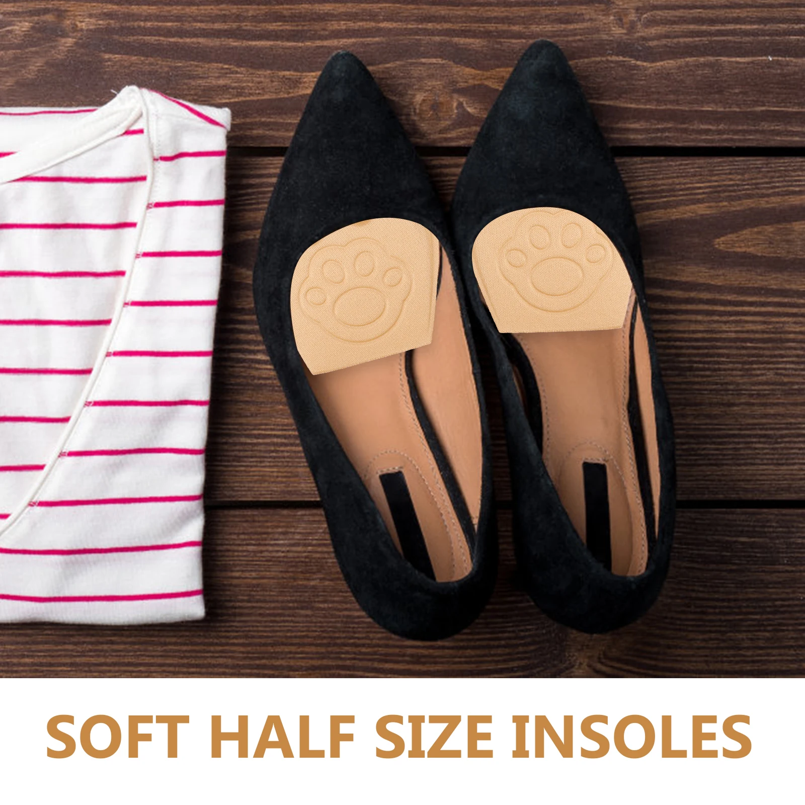 

2 Pairs Soft Half Size Insoles Round Toe Padding Inserts Non Skid Foam Protectors Shoe Enhancers Adjusters Forefeet