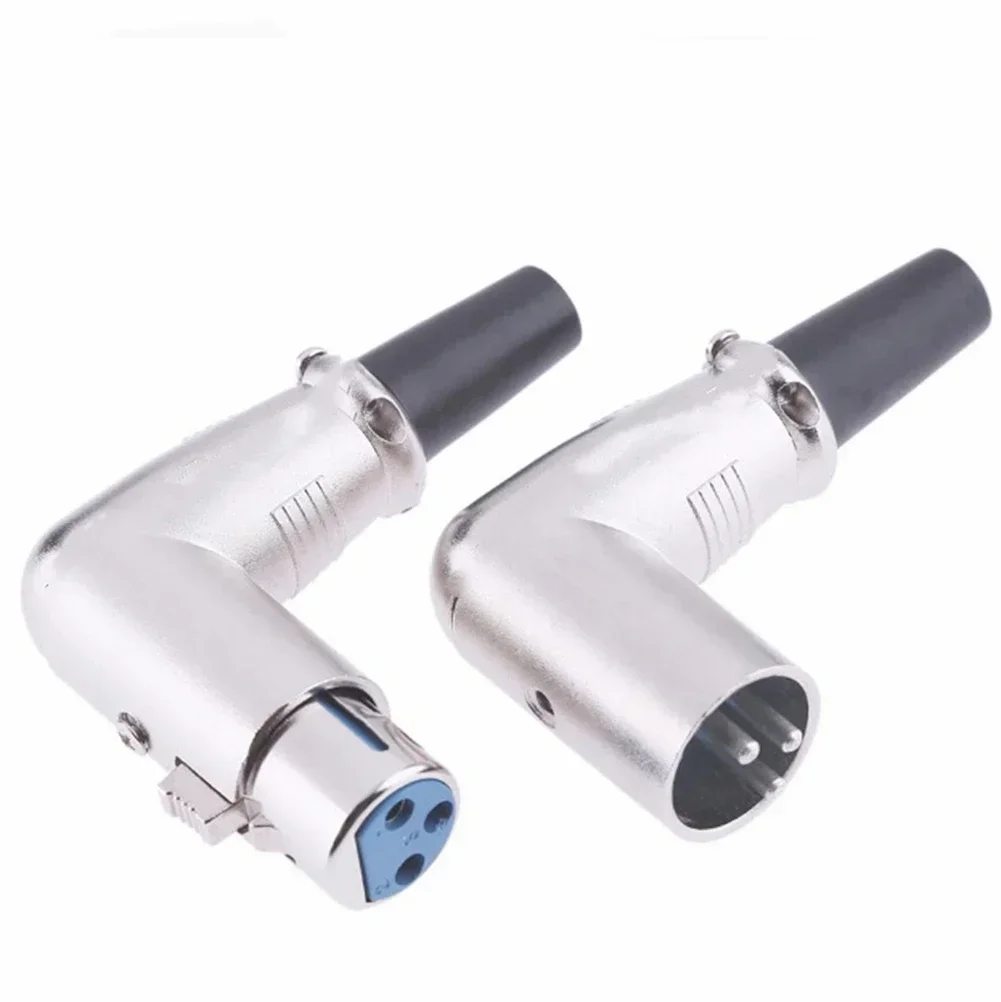 100% Brand New Converter Audio Cable Right Angle XLR XLR Plugs 3-Pin Adapter Black&Silver Female Female-Male Male