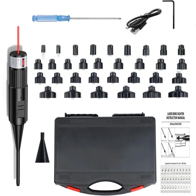 Universal Laser Bore Sight Kit For 0.17 - 0.78 Caliber Laser Collimator With 32+32 Adapters