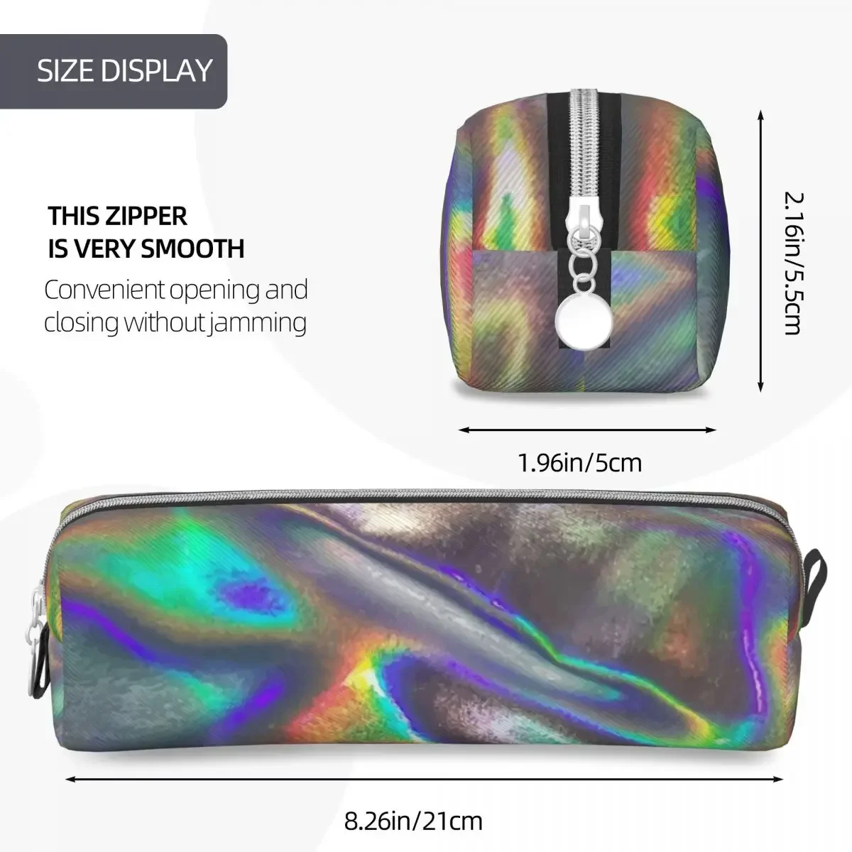 Holographic Print Vaporwave Foil Metallic Pencil Cases Classic Pen Bags Student Large Storage Office Zipper  Pouch