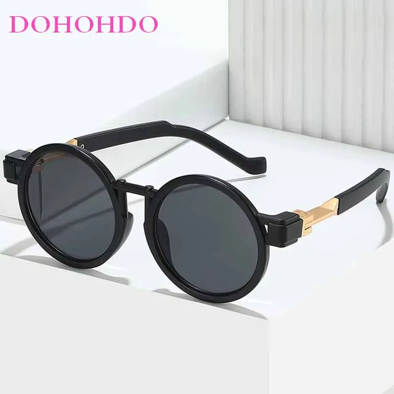 

DOHOHDO Fashion Round Punk Sunglasses Women Retro Brand Design Shades UV400 Men Trending Clear Gradient Sun Glasses Gafas de sol