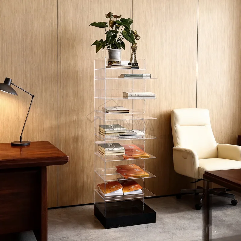 standing Multi-Tier Acrylic Display Rack for Brochure Book Magazine Retail Store Exhibition Stand PMMA Storage Shelf