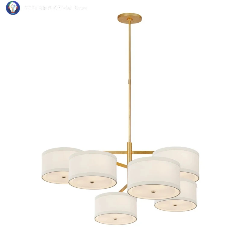 Contemporary Style Retro Fabric Covered Chandelier Living Room And Dining Room Design Simple And Fashionable Lighting Fixtures