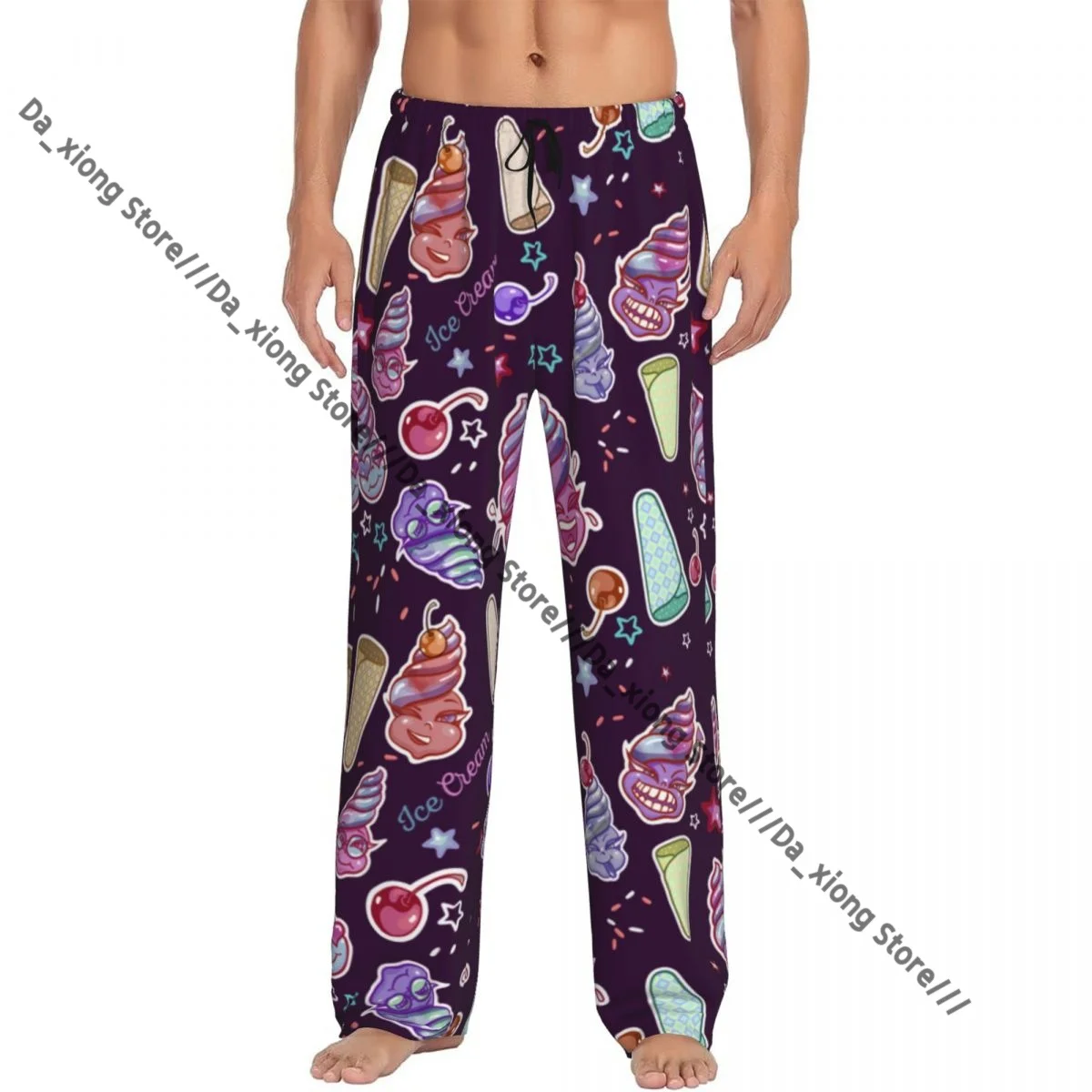 Men's Sleepwear Loose Sleep Pants Pajamas Colored Ice Cream Sweets Long Lounge Bottoms Casual Homewear